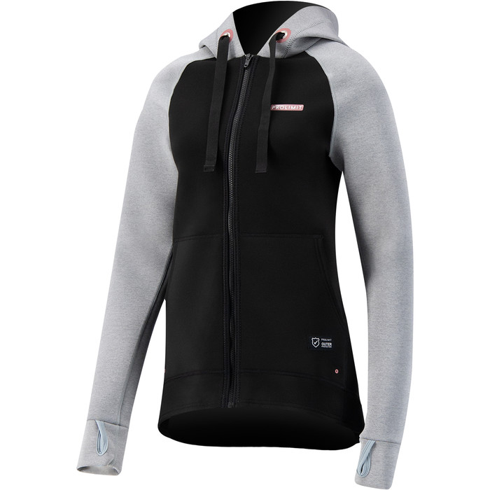 2023 Prolimit Mujer 1.5mm Neopreno Zipped SUP Hoody 14715 - Light Grey / Black